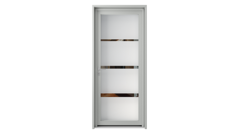 Porte d'entrée parclosé gamme lumière KAPPI Porte d'entrée vitrée opaque avec 3 parties rectangulaires transparentes